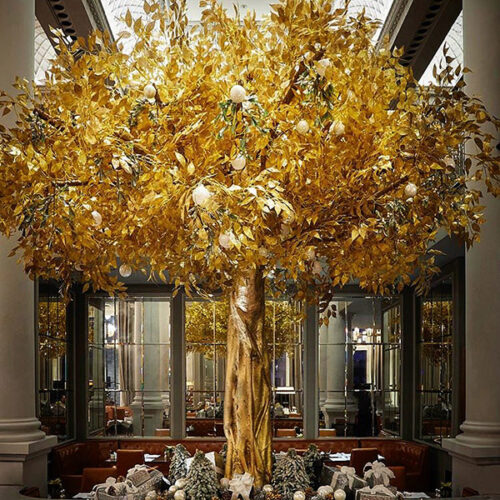 Hire large faux gold Christmas tree