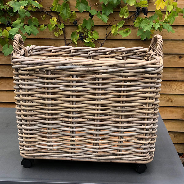 Wicker Basket on Wheels (2 sizes) Twilight Trees