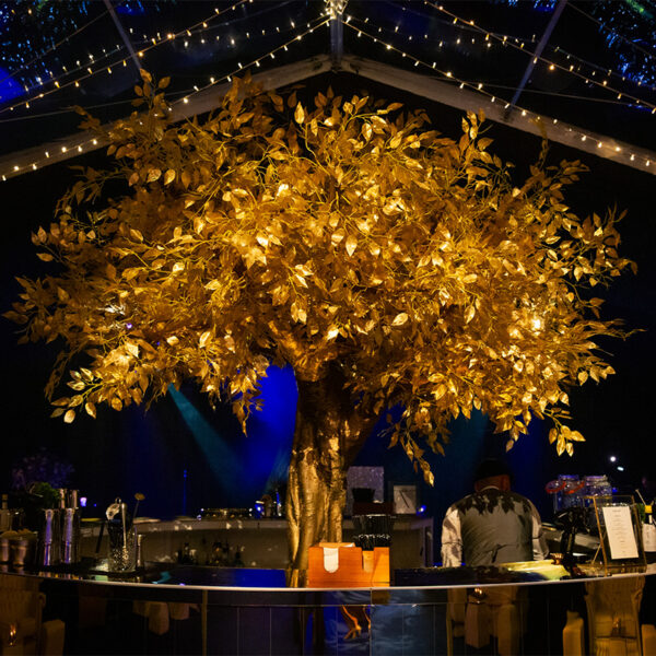 Grande gold tree as bar centrepiece