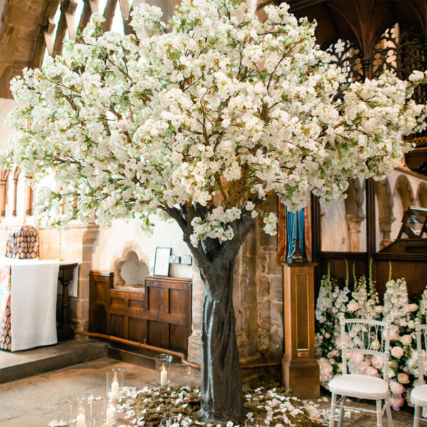 Grande White Blossom Trees centrepiece