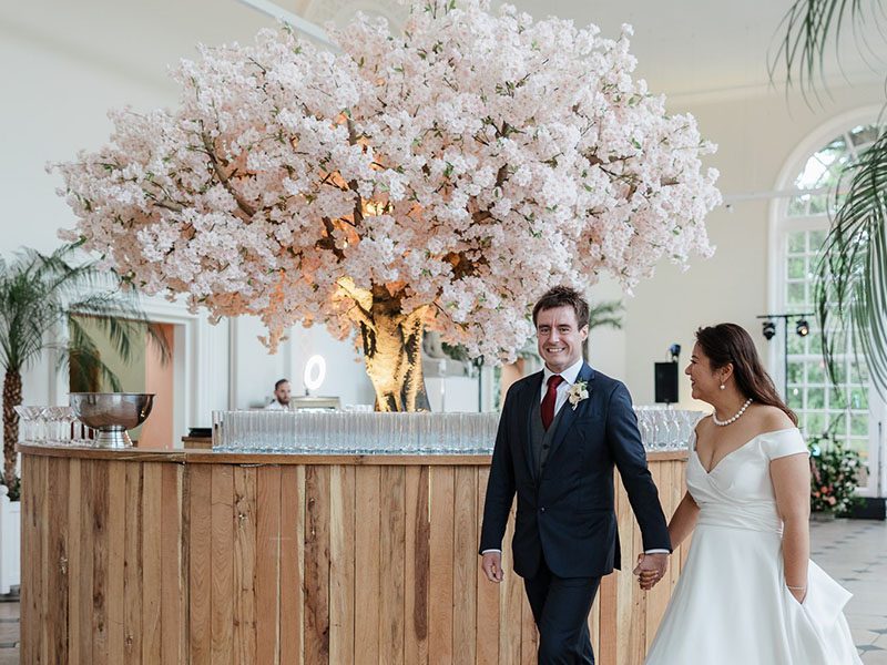 Hire our circular bar with grande blossom tree